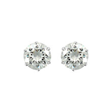 Jewelco London Solid 9ct White Gold White Round Brilliant CZ 6 Claw Solitaire Heavy Weight Stud Earrings, 8mm 4 Carats - JES179