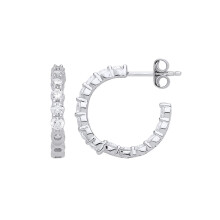 Jewelco London Ladies Sterling Silver Cubic Zirconia Illusion-set Inside Out Eternity Hoop Earrings 18mm - GVE810