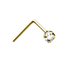 Jewelco London Ladies Solid 9ct Yellow Gold White Round Crystal Solitaire Claw Set Nose Stud 2mm - JNS0051