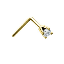 Jewelco London Ladies Solid 9ct Yellow Gold White Round Diamond Solitaire Claw Set Nose Stud 0.02ct 1.65mm - JNS063