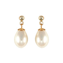 Jewelco London Ladies 9ct Yellow Gold Freshwater Cultured Pearl Tears of Joy Stud Drop Earrings 7x10mm - JES185