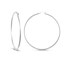 Jewelco London Sterling Silver Polished Hoop Earrings 2mm 63mm - AER008B