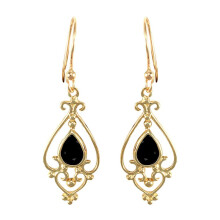 Jewelco London Ladies 9ct Yellow Gold Dark Pear Sapphire Tears of Joy Chandelier Drop Earrings 7x5mm 1.50CTS - JES117