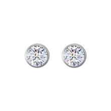 Jewelco London 9ct White Gold White Round Brilliant CZ Rub Over Solitaire Stud Earrings, 4mm ½ Carat - JES158