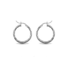Jewelco London Sterling Silver D/C Twist Hoop Earrings - 3mm - 2.5cm - AER010A