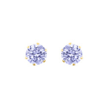 Jewelco London 9ct Gold Lilac Round Brilliant CZ Solitaire Claw Set Stud Earrings, 5mm 1 Carat - JES171