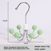 (Green)Modern Minimalist Stainless Steel Multipurpose Tie Hook With Rotatable Sixclaw Design For Closet Organization