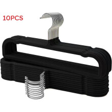 (Black)Space Efficient Velvet Pant Racks With Nonslip Surface For Home Closet Use