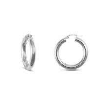 Jewelco London Sterling Silver Polished Hoop Earrings - 4mm - 2.7cm - AER007B