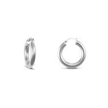 Jewelco London Sterling Silver Polished Hoop Earrings - 4mm - 2.2cm - AER007A