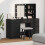 VidaXL vidaXL Dressing Table with Mirror Lights 3 pcs Black Engineered wood 1