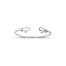 Jewelco London Boys Rhodium Plated Sterling Silver Boxing Glove Baby Bangle Bracelet 2.5mm - AKB023