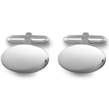 Jewelco London Rhodium Coated Sterling Silver oval T-shape Cufflinks - Gents - ACL001