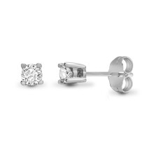 Jewelco London Ladies Solid 9ct White Gold 4 Claw Set Round H I1 0.15ct Diamond Solitaire Stud Earrings - 9E096-015