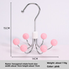 (Pink)Modern Minimalist Stainless Steel Multipurpose Tie Hook With Rotatable Sixclaw Design For Closet Organization