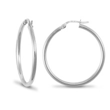 Jewelco London Sterling Silver Polished Hoop Earrings 2mm 30mm - AER009D