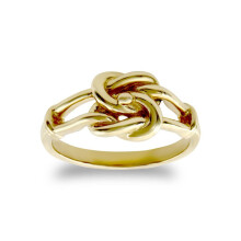 (D) Jewelco London Kids Solid 9ct Yellow Gold Double Knot Baby Ring - JBR014