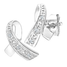 Jewelco London 9ct White Gold Round 2pts Diamond Kiss Stud Earrings - PE0AXL3305W