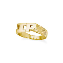 (T) Jewelco London Unisex Solid 9ct Yellow Gold Personalised Identity Barked Initial Ring - JIR014
