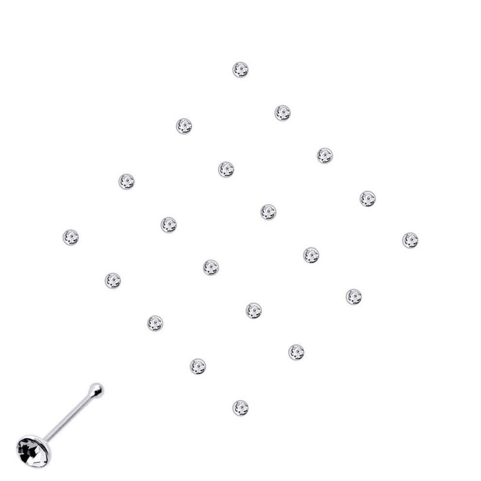 Jewelco London Ladies Sterling Silver Cubic Zirconia Nose Studs - Pack Of 20 2Mm - Np1wh