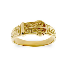(D) Jewelco London Kids Solid 9ct Yellow Gold Carved Buckle Baby Ring - JBR004