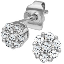 Jewelco London 9ct White Gold Round 1/4ct Diamond Cluster Stud Earrings - PE0AXL3384W