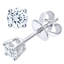 Jewelco London 18ct White Gold Round 1/3ct Diamond Solitaire Stud Earrings - PE0AXL1372W18HSI