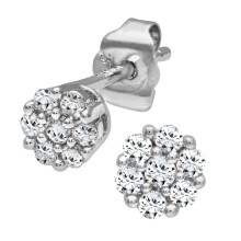 Jewelco London 9ct White Gold Round 20pts Diamond Cluster Stud Earrings - PE0AXL3383W