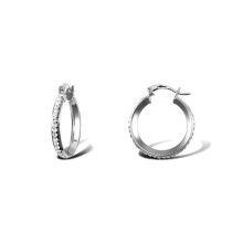 Jewelco London Rhodium Plated Sterling Silver Round Crystal Eternity Hoop Earrings 22mm 3mm - AER131B