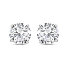 Jewelco London Ladies Sterling Silver Cubic Zirconia 4 Claw Solitaire Stud Earrings 5mm 1.00ct - RD5