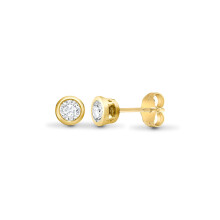 Jewelco London Ladies Solid 18ct Yellow Gold Rub Over Set Round G SI1 0.2ct Diamond Solitaire Stud Earrings - 18E009-020