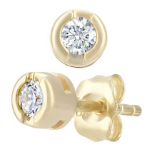 Jewelco London 9ct Yellow Gold Round 15pts Diamond Solitaire Stud Earrings - PE0AXL1570Y