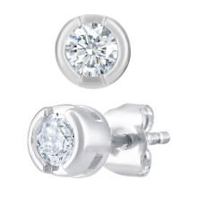 Jewelco London 9ct White Gold Round 1/3ct Diamond Solitaire Stud Earrings - PE0AXL1572W