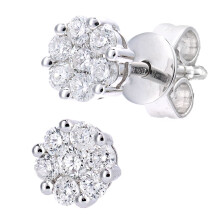 Jewelco London 18ct White Gold Round 1/3ct Diamond Cluster Stud Earrings - DE1AXL635W18