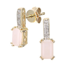 Jewelco London 9ct Yellow Gold Round 3pts Diamond Octagon 0.72ct Opal Inverted Popsicle Drop Earrings - DE1AXL600YPOP