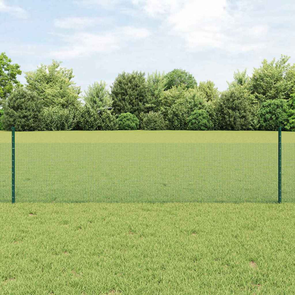 Vidaxl Welded Wire Fence With Post 100 X 0.5 M Pvc-Coated Steel Green