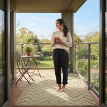 (160x230cm (Livingroom/ Bedroom Rug), Zig Zag Beige) Imperial Rooms Carved Shaggy Rugs – Premium Non-Slip & Washable Carpet