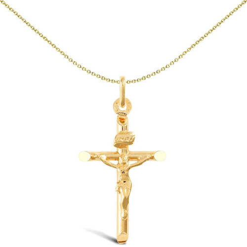 Jewelco London 9ct Yellow Gold INRI Crucifix Cross Pendant - JPX011