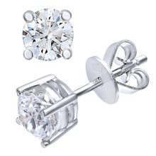 Jewelco London 18ct White Gold Round 3/4ct Diamond Solitaire Stud Earrings - PE0AXL2121W18JPK