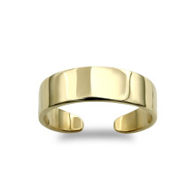 Jewelco London Ladies Solid 9ct Yellow Gold Graduated Flat Band Open Toe Ring - JTR004