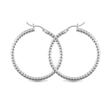 Jewelco London Sterling Silver Ribbed Hoop Earrings - 3mm - 4cm - AER012C