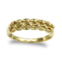 (J) Jewelco London Men's Solid 9ct Yellow Gold 2 Row King George III Keeper Guard Rope Edge Ring - JRN075
