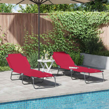 vidaXL Folding Sun Lounger 2 pcs Red 188 x 57 x 86.5 cm Polyester
