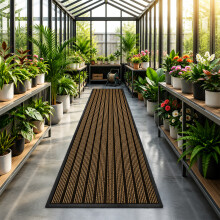 (80x300cm-Brown) Extra Long Heavy Duty PVC Rubber Runner Mat 80x300cm Non-Slip Dirt Trapper, Indoor Outdoor Hallway & Entrance Mat