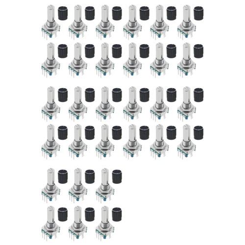 30pcs EC11 Rotary Encoder with Push Button 360 5 Pins and Knob Cap for , Raspberry Pi, ESP32