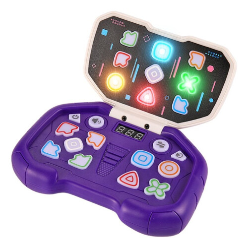 Rhythm Master Kids Training Game Machine - Level Challenge, Stress Relief, Flip Handheld Dance Mat. Violet