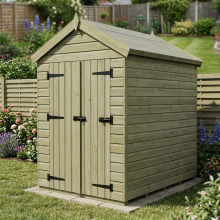 6 x 4 Apex Shed Tanalised (Double Door, No Windows)