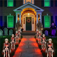 4PC Solar Halloween Skeleton Lights Pathway Stakes Outdoor Garden Yard Decor LED