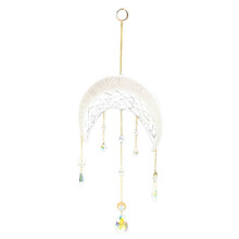 Exquisite Moon-Shaped Pendant Crescent Shaped Decoration,Prism Crystal Sun Catcher Rainbw for Home Decor
