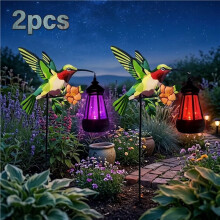 2 Pcs Color Changing Solar Lanterns Outdoor Garden Yard Lights Decor